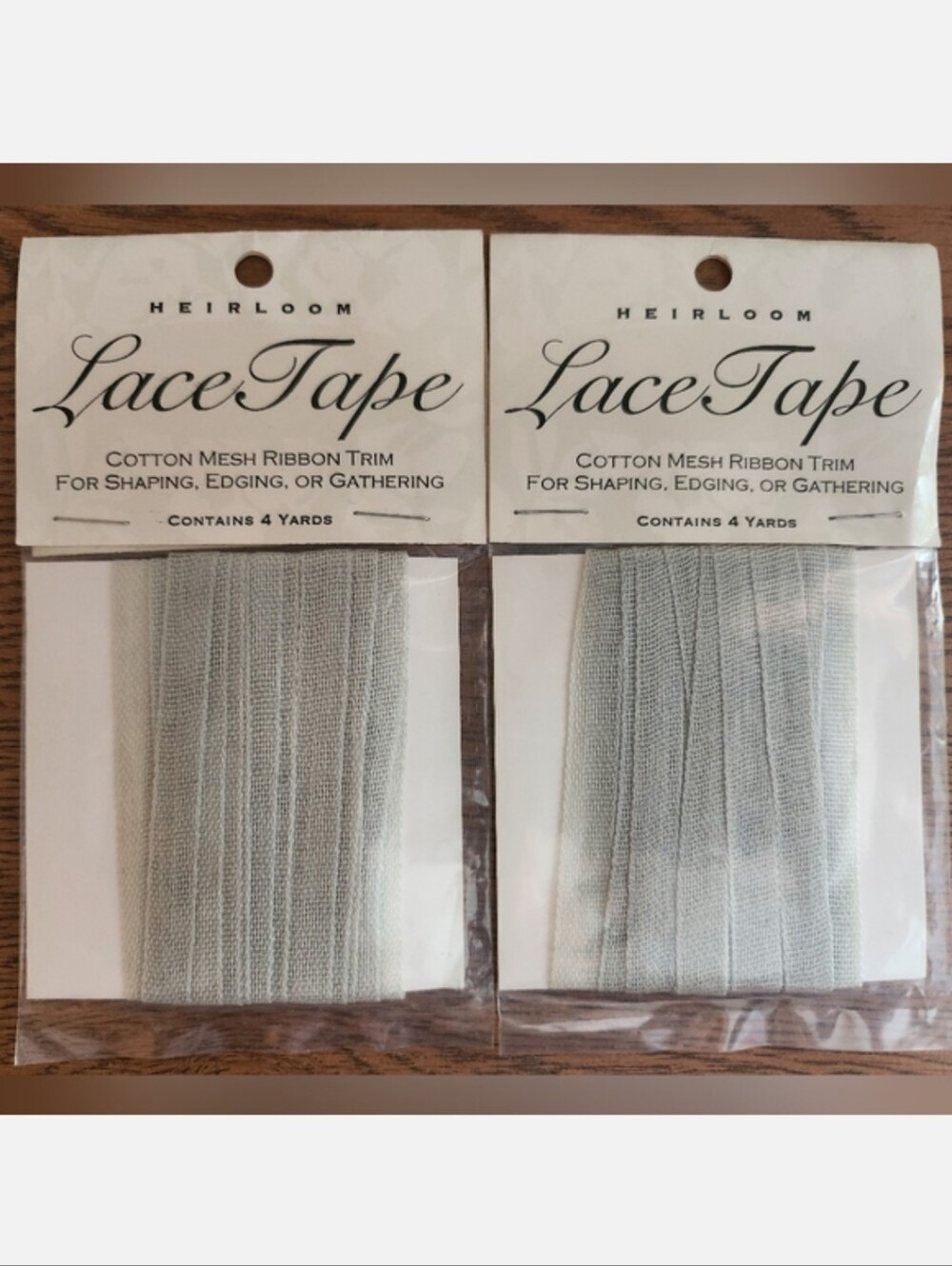 2 Cotton Mesh Ribbon Trim 4 Yards Heirloom Lace Tape Seafoam Color